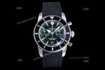 OXF Breitling Superocean B01 Chronograph 42mm 01 Movement Green Face Rubber Band Watch